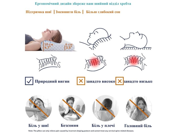 Ортопедична подушка для сну з ефект