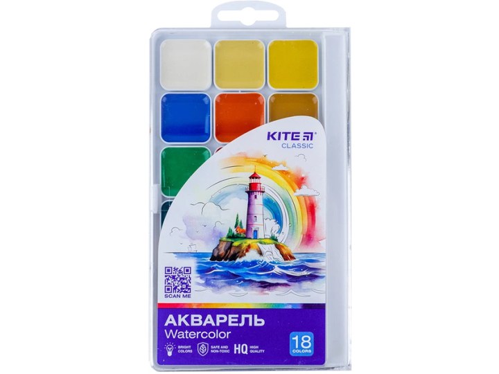 Фарби акварельні Kite Classic 18 ко