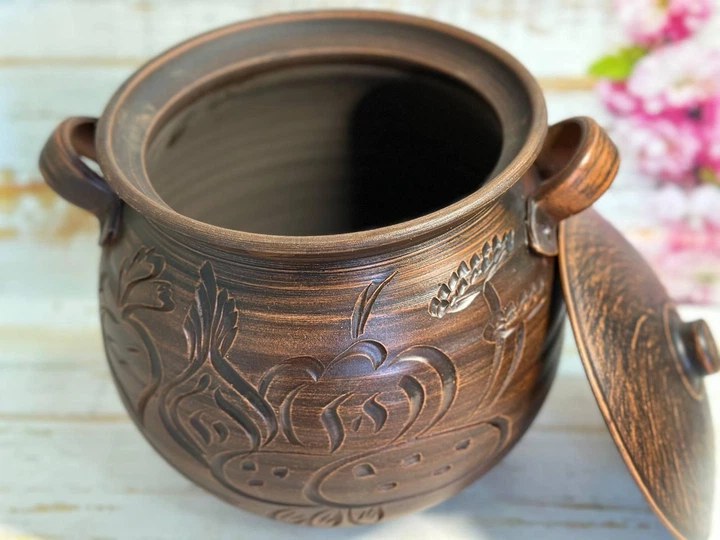 Кастрюля 5.5 л з червоної глини